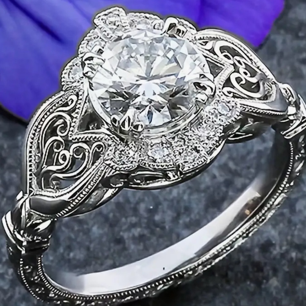 Flawless 3ct Gemstone Ring Synthetic Blue Zirconia